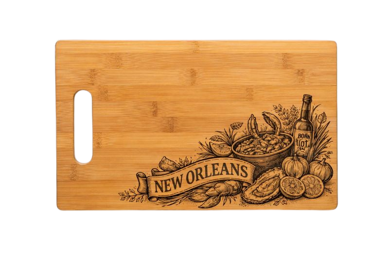 New Orleans Culinary Engraved Bamboo Cutting Board