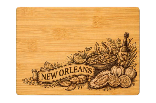 New Orleans Culinary Engraved Bamboo Cutting Board