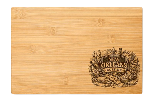New Orleans Cuisine Engraved Bamboo Cutting Board