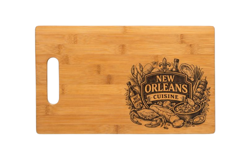 New Orleans Cuisine Engraved Bamboo Cutting Board